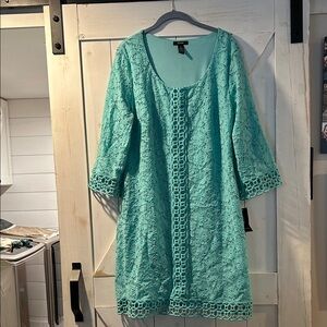 Alfani NWT Aqua Lace Crochet XL Dress